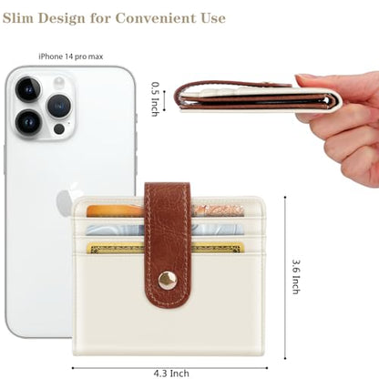 Small Wallets for Women Slim Minimalist Bifold Credit Card Holder - color: A Brown & Cream