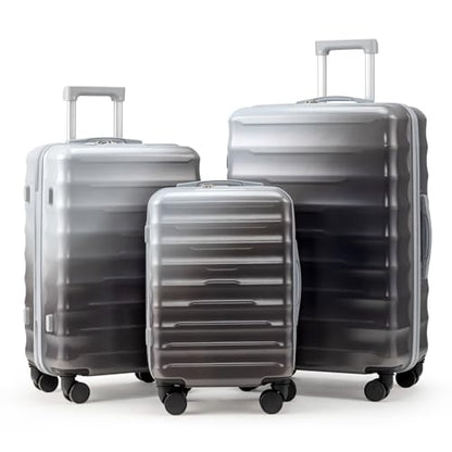 Karl home Luggage Set 3 Piece, PC+ABS Multicolor Hardshell suitcase set with TSA Lock & Spinner Wheels, Durable Carry on Luggage Set for Men and Women Travel (Gradient Grey)
