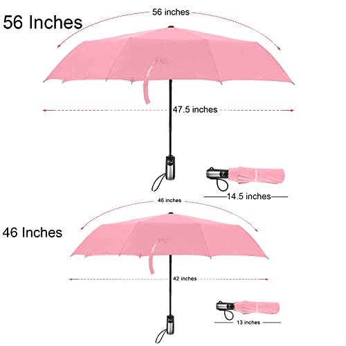 TradMall Travel Umbrella Windproof 56 Inches Canopy, Pink - color: Pink, size: 56 Inches