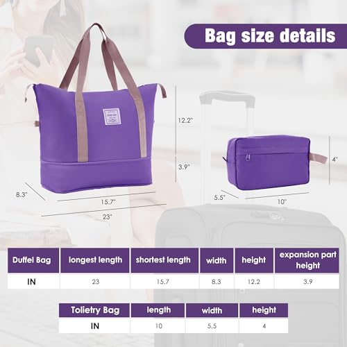 Merax Suitcase Set Softside 3-Piece Expandable Luggage with Travel Bag - color: Purple(22/26/30/Bags)