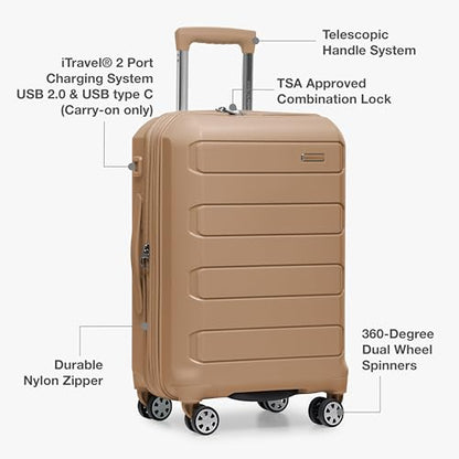 Traveler's Choice Pagosa Hardshell Expandable Luggage with Spinner Wheels, Latte Beige, 27-Inch Medium - color: Latte Beige, size: 27-Inch Medium