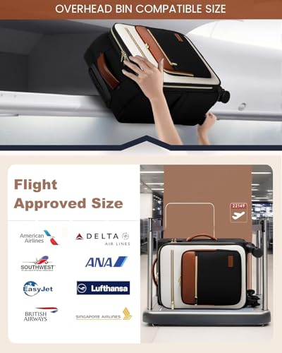 LOVEVOOK Carry on Suitcase 22x14x9 Airline Approved,20in Luggage with Wheel - color: Black-violet-indigo Purple