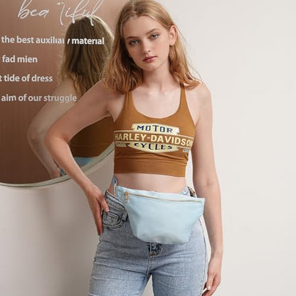 Belt Bag Crossbody Stadium Concert Bag for Women Water-Resistant Nylon Waist Pack (Light Blue) - color: Light Blue