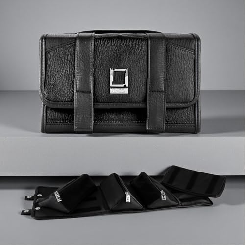 Vangoddy Compact Leatherette Dopp Kit for Men & Women, Black/Black - color: Black / Black