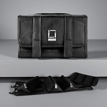 Vangoddy Compact Leatherette Dopp Kit for Men & Women, Black/Black - color: Black / Black