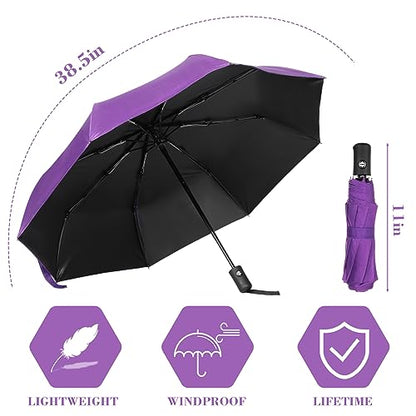 Jexine Windproof Travel Umbrella Compact Small - color: Purple