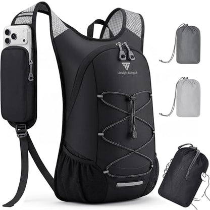 TILYMOL 15L Small Hiking Backpack for Men Women – Foldable Packable Daypack with Hydration System Compatible & Shoulder Strap Phone Pocket, Lightweight for Travel Camping Outdoor (Black) - color: Black