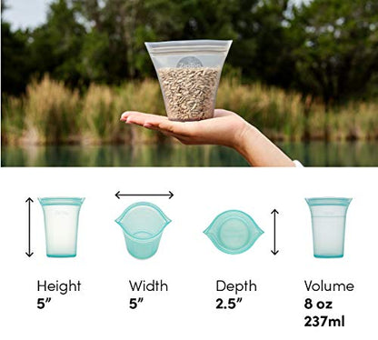 Zip Top Reusable Food Storage Bags | Small Cup [Teal] | Silicone Meal Prep Container | Microwave, Dishwasher and Freezer Safe | Made in the USA - color: Teal, size: Small Cup