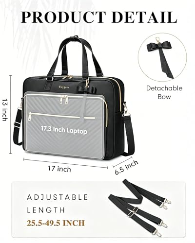 Taygeer 17 Inch Laptop Bag for Women, Leather Convertible Backpack Tote | 3 in 1 Waterproof Briefcase, Large Capacity, with Shoulder Strap, Professional Computer Handbags, for Work Office Business