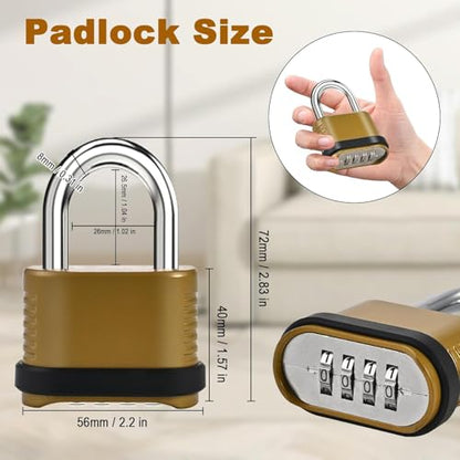 1pcs Golden Combination Lock, 4-Digit Heavy Duty Combo Lock - style: 1pcs Short-Golden