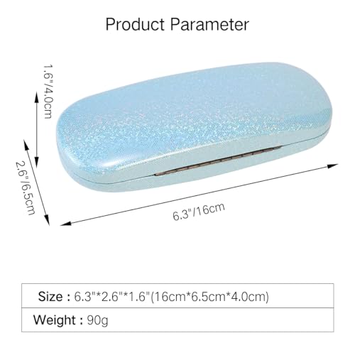 PERFECTSIGHT Hard Shell Eyeglasses Case, Kawaii Protective Glasses Case for Kids, Cute Eyeglass Case for Women Men Girls - color: Blue Bling