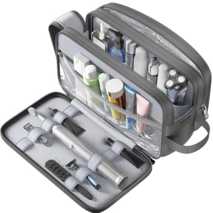 Travel Toiletry Bag, Waterproof Hanging Dopp Kit, Organizer for Men & Women - color: Grey
