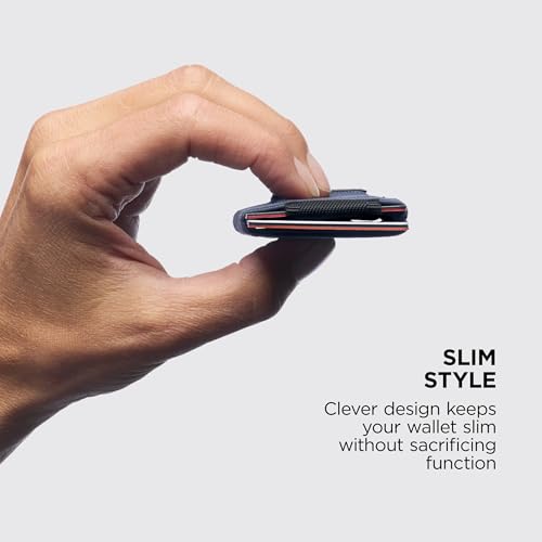 NOMATIC Slim Wallet For Men - Mens Wallet Slim - Navy With Leather - color: Navy with Leather Tab