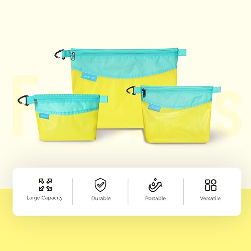 pack all Water-Resistant Zipper Pouch, Mesh Zipper Bag, 10.23"x7.48" - color: Yellow, size: Medium