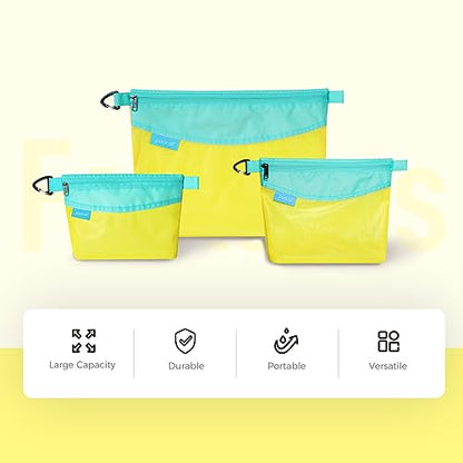 pack all Water-Resistant Zipper Pouch, Mesh Zipper Bag, 10.23"x7.48" - color: Yellow, size: Medium