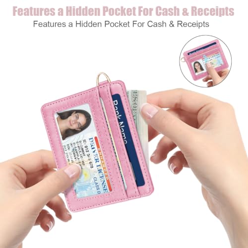 Slim Credit Card Holder Crocodile Wallet Women Thin Wallets - color: A Peach Pink