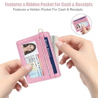 Slim Credit Card Holder Crocodile Wallet Women Thin Wallets - color: A Peach Pink