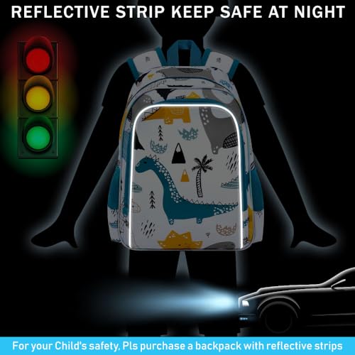 CCJPX 3Pcs Backpack for Boys, 16 Inch Preschool Elementary Kindergarten School Backpacks and Lunch Box - color: Aa2-white Dinosaur