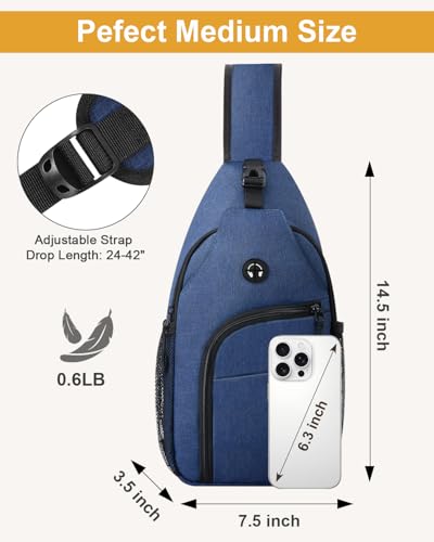Pritent Crossbody Bags for Women Men Sling Bag Backpack Shoulder Bag - color: Blue, size: Medium