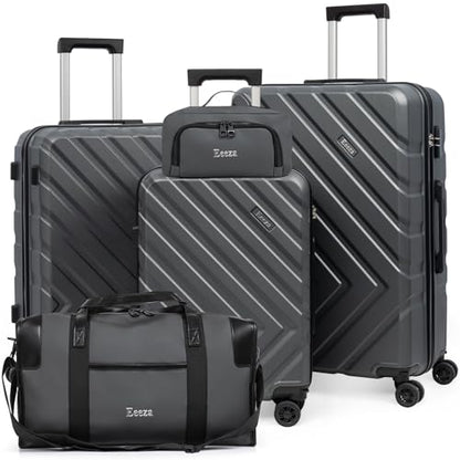 Luggage Sets,5 Piece (20"/24"/28"/DB/TB) Grey | Removable wheels,Spinner Wheels dimensions 22x14x9 inches, airline compliant,combination lock - color: WolfGrey