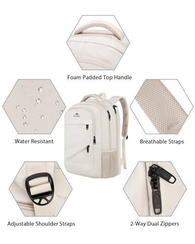 MATEIN Extra Large College Backpack for Women, Fits 18 Inch Laptop, Cream - color: Beige, size: 18 Inch