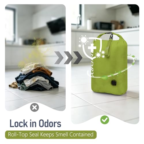 WiseBoy 2 Pack Travel Laundry Bag, Compression Storage for Dirty Clothes - color: Navy & Green