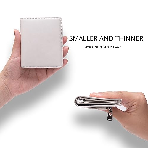 Alldaily Small RFID Wallet for Women Slim Compact Bifold Pocket Ladies Travel Mini Purse (White) - color: White