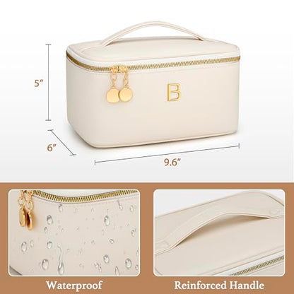 Personalized Makeup Bag Gifts for Women Travel Cosmetic Case - color: Beige01, style: B