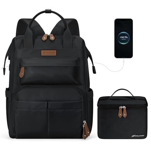 Maelstrom 15.6-17.3" Laptop Backpack with Lunch Box, Work Bag for Women Men - color: Black