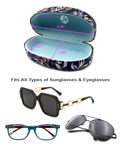 JAVOedge Style Eyeglass & Sunglasses Case - Extra Large Hard Shell Protective Case with Cleaning Cloth - color: Autumn Blossom