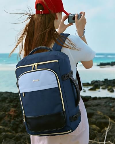 LOVEVOOK Travel Backpack Carry on Flight Approved for Women/Men - color: Blue & Black, size: 40L-4PCS
