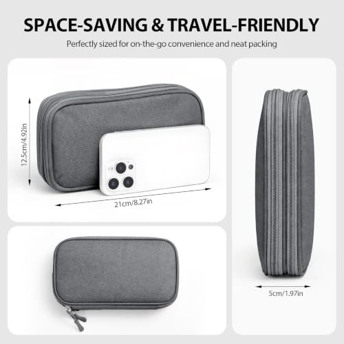 Double Layer Cable Organizer Bag, Travel Tech Pouch, Dark Gray - color: Dark Gray, size: Medium