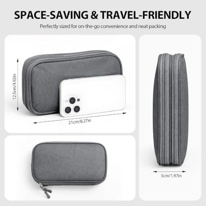 Double Layer Cable Organizer Bag, Travel Tech Pouch, Dark Gray - color: Dark Gray, size: Medium