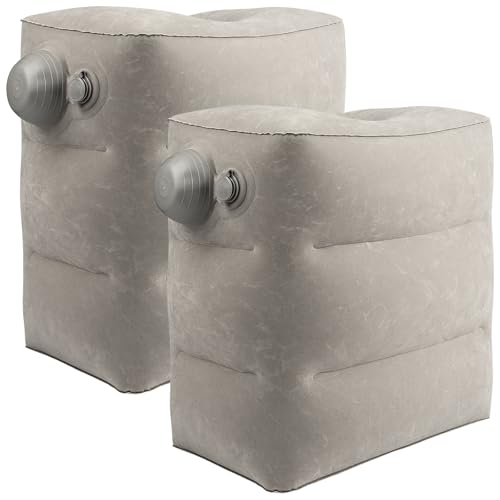 2 Pack Inflatable Foot Rest for Air Travel,Airplane Travel Foot Rest Adjustable Height,Car/Airplane,Footrest Pillow with Pump for Office,Airplane,Train,Cars,Home - color: 2grey