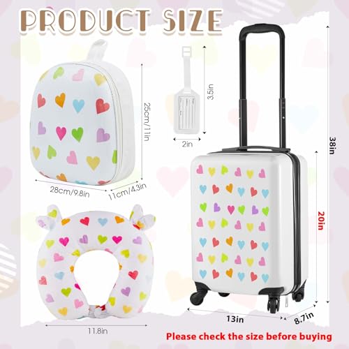 Sanwuta 4 Pcs Kids Luggage Set, White, 20 Inch, Heart - color: White, size: 20 Inch