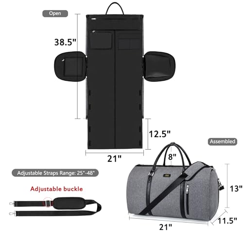 Convertible 2-in-1 Garment Bags for Travel with Waterproof Shoe Compartment - color: 3-Grey