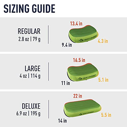 Sea to Summit Aeros Premium Inflatable Pillow, Large, Lime - color: Lime, size: Large