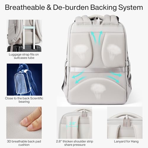 Hanke Expandable Travel Backpack 16 Inch, Full-Open Laptop Backpack, Grey - color: Grey (Cool Grey), size: 16 Inch
