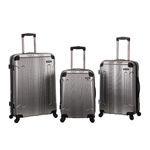 Rockland London Hardside Spinner Wheel Luggage, Silver, 3-Piece Set (20/24/28) - color: Silver, size: 3 Piece (28"/24"/20")