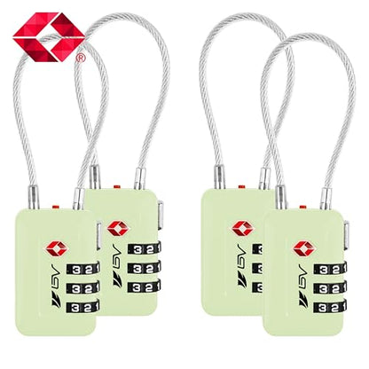 BV Luggage Locks TSA Accepted, Travel Sentry Approved 3-Digit Combination Suitcase Locks with Open Alert & Flexible Cable for Travel, Backpacks, Lockers, Cases, Mint Green, 4 Pack - color: Mint Green 4-Pack