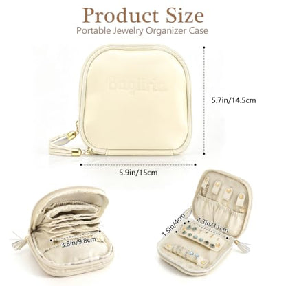 Travel Jewelry Case, Soft Jewelry Organizer with Compartments for Women - color: Cloud White