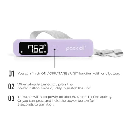 pack all Digital Luggage Scale for Travel, 110Lbs Capacity, 0.1Lb Precision - color: Purple