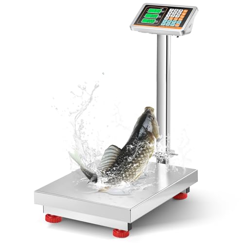 Bonvoisin Digital Platform Scale with Stainless Steel Platform 660LBs Heavy Duty Warehouse Floor Scale for Weighing Packages, Luggage, Suitcases, Boxes (20.4” X 16.5“ Platform)