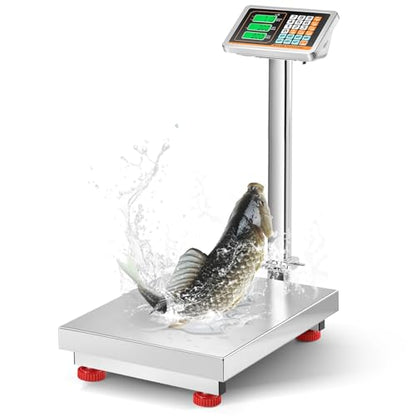 Bonvoisin Digital Platform Scale with Stainless Steel Platform 660LBs Heavy Duty Warehouse Floor Scale for Weighing Packages, Luggage, Suitcases, Boxes (20.4” X 16.5“ Platform)