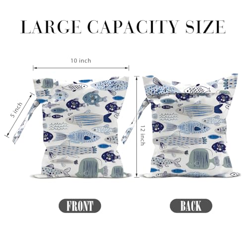 2 Pcs Cute Fish Wet Bags Reusable Waterproof Zipper Pouch Beach Gift - color: Multicolor 0137