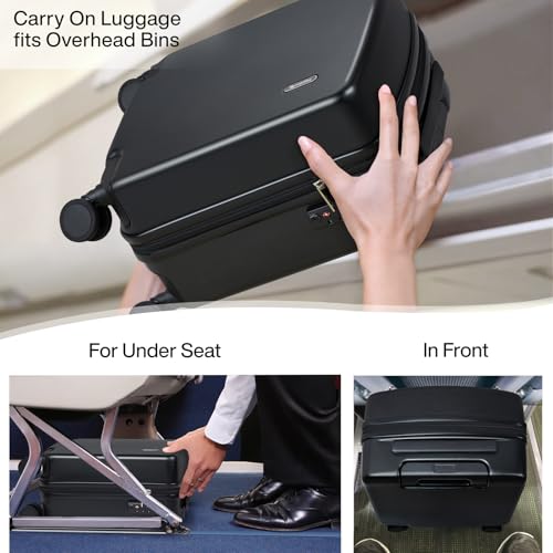 Hanke 16 Inch Underseat Small Carry On Luggage, Hard Shell with TSA Lock - color: Jet Black, size: 16 Inch