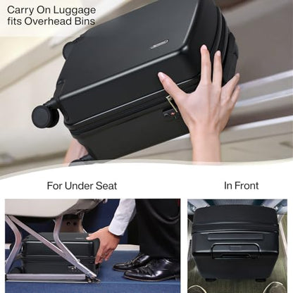 Hanke 16 Inch Underseat Small Carry On Luggage, Hard Shell with TSA Lock - color: Jet Black, size: 16 Inch