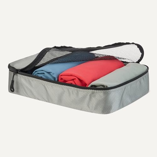 Amazon Basics 4피스 패킹 여행 정리함 큐브 세트 - 미디엄, 그레이 - color: 회색., size: 중형