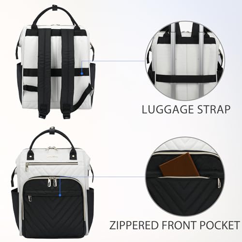 VANKEAN 15.6 Inch Laptop Backpack for Women Large Capacity - color: Beige/Black, size: 15.6 Inch