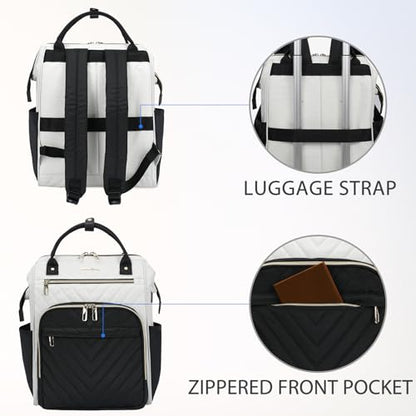 VANKEAN 18 Inch Laptop Backpack for Women Large Capacity - color: Beige/Black, size: 18 Inch